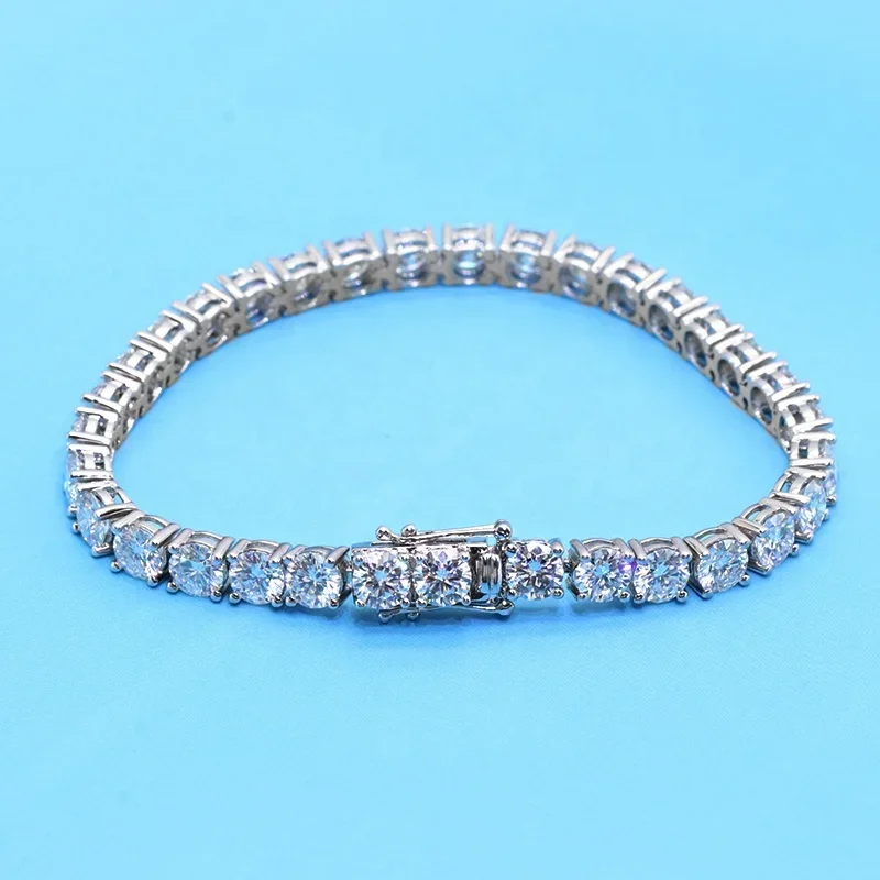 Trendy moissnaite jewelry 925 sterling silver moissanite diamond bracelet 3mm 4mm 5mm moissanite tennis bracelet for men women