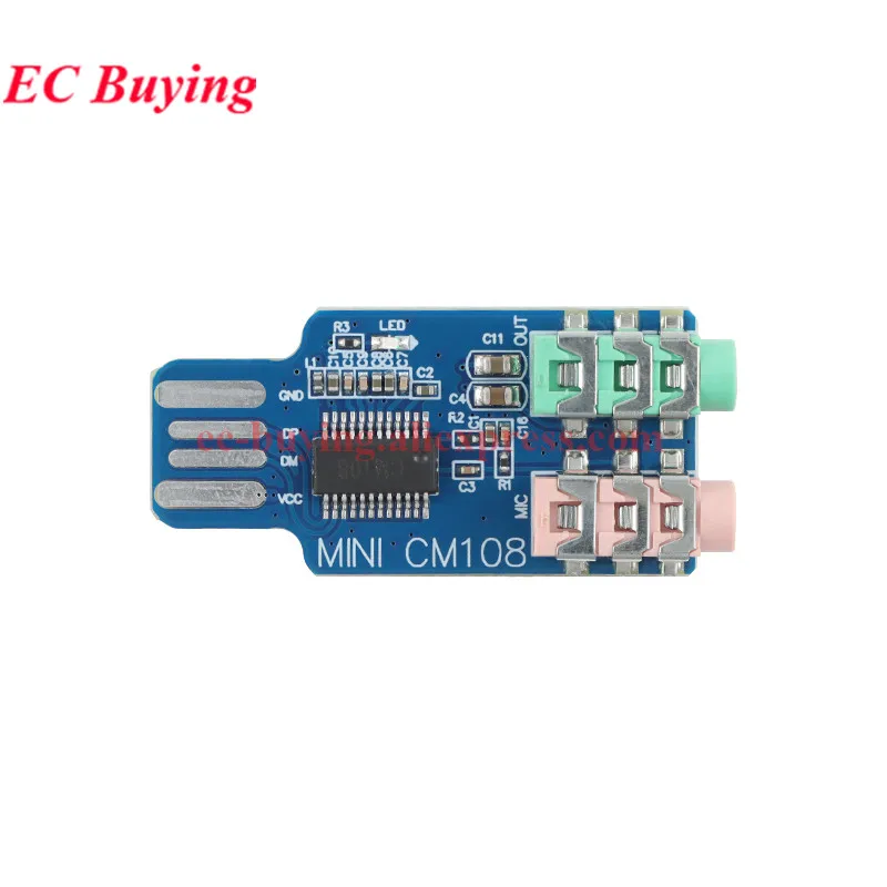 2Pcs/1pc CM108 USB 2.0 Drive Free Sound Card Laptop Computer External Sound Card Module Audio Notebook Driveless USB Sound Card