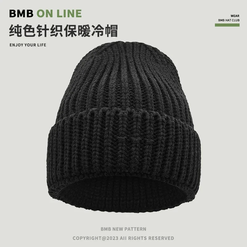 New Unisex Winter Hats Add Lined Men and Women Warm Beanie Cap Casual Maple Leaf Label 2024 Winter Knitted Hats Female R06