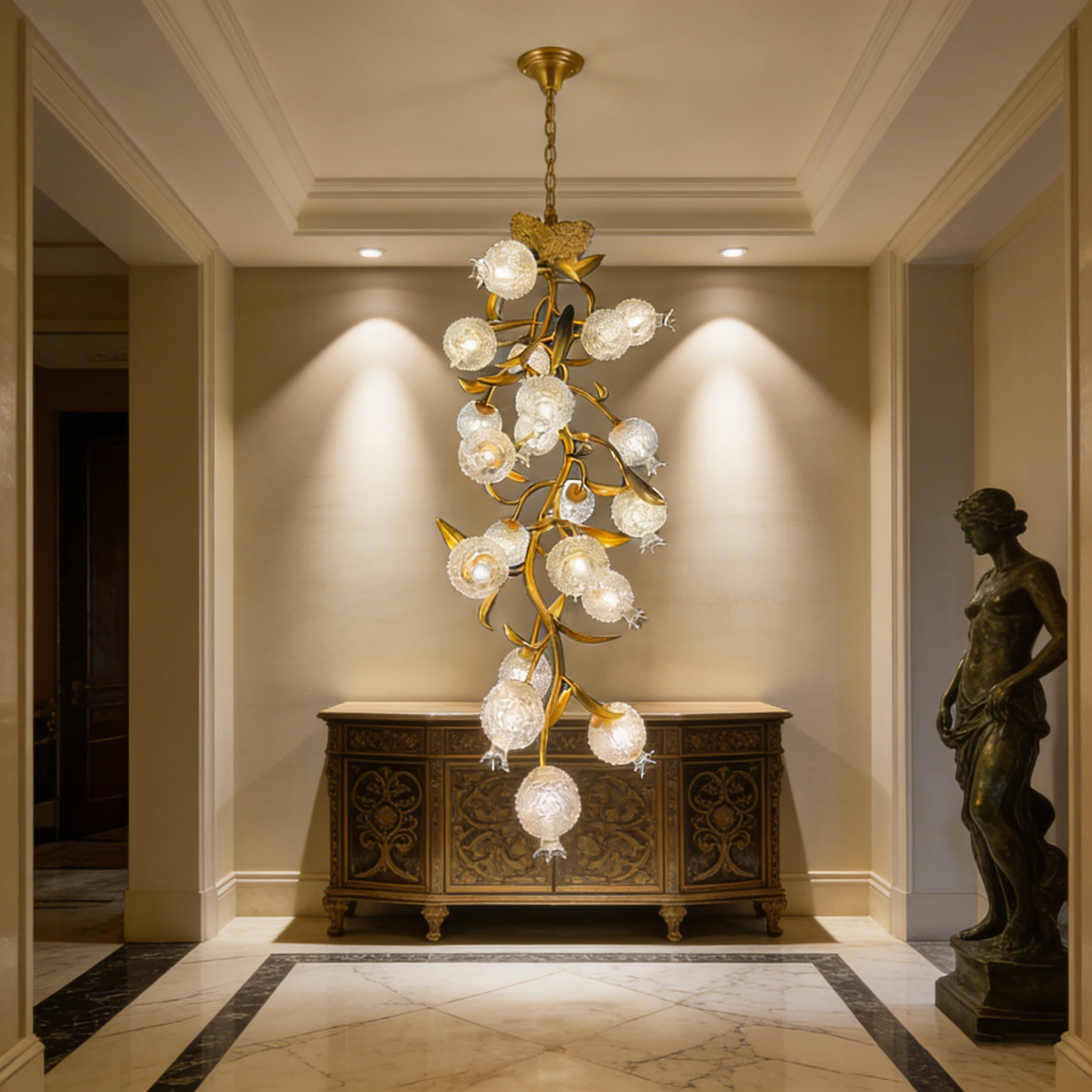 Luxury Gold Copper Crystal Style Chandelier 2026 Designer Pomegranate Ceiling Light Dimmable Luster Custom For Hotel Vill