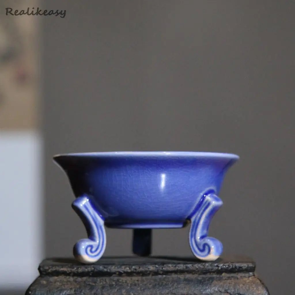 Ceramic Flower Bonsai Pot Chinese Style Simple Succulent Flower Pot With Hole Antique Flower Pot For Home Office DecorationLB921