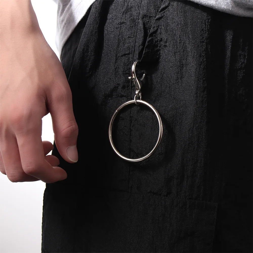 Metal Large Lobster Buckle Round Large Ring Pendant Keychain Rock Punk Hipster Pants Keychain HipHop Fashion Accessories