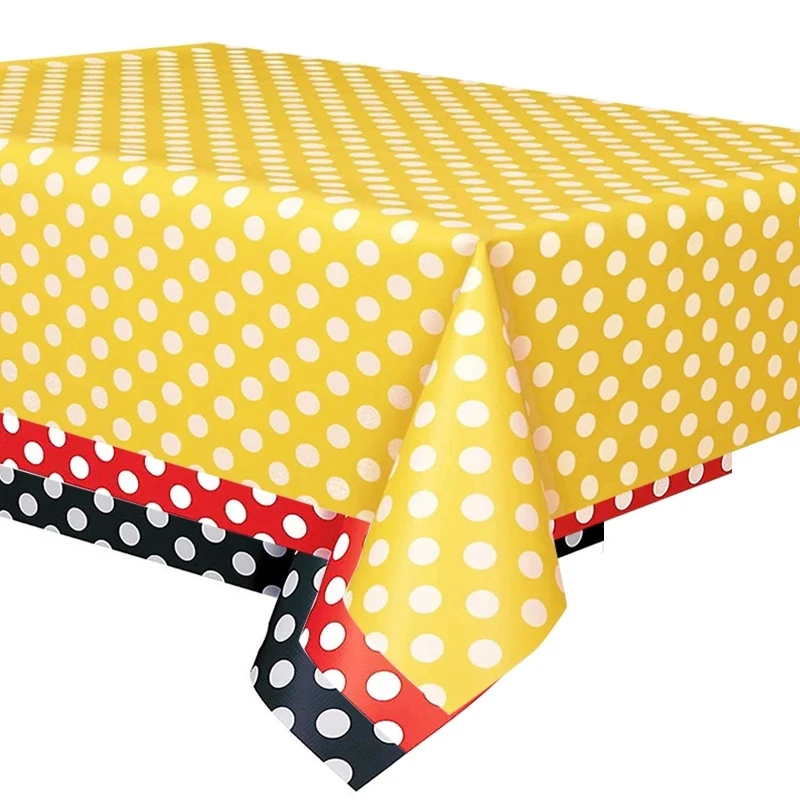 Plastic Disposable Dot Tablecloth Birthday Party Wedding Christmas Table Cover Wipe Covers Rectangle Desk Cloth Decor
