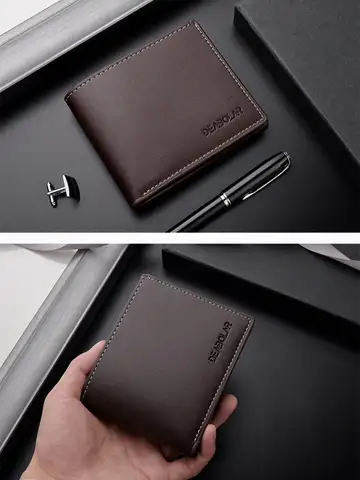 Pu Leather Men Short Wallet Thin Style Folding Young Men Credit Card Holder Wallet