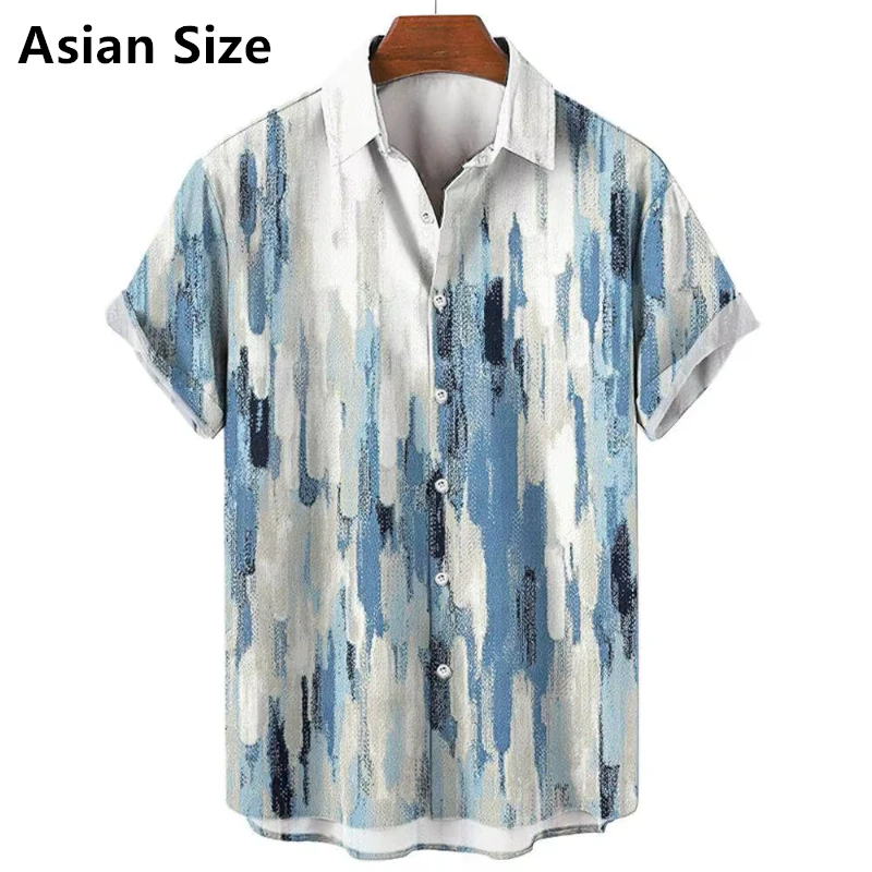 

3D Printed Irregular Stripes Shirt Summer Street Fashion Personality Short Sleeve Tops Men And Women Casual Lapel Hawaiian Shirt