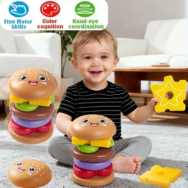 Hamburg Sandwich Stacking Toys for Toddlers and Kids Preschool Educational Toys Fine Motor Skill kitchen Toy