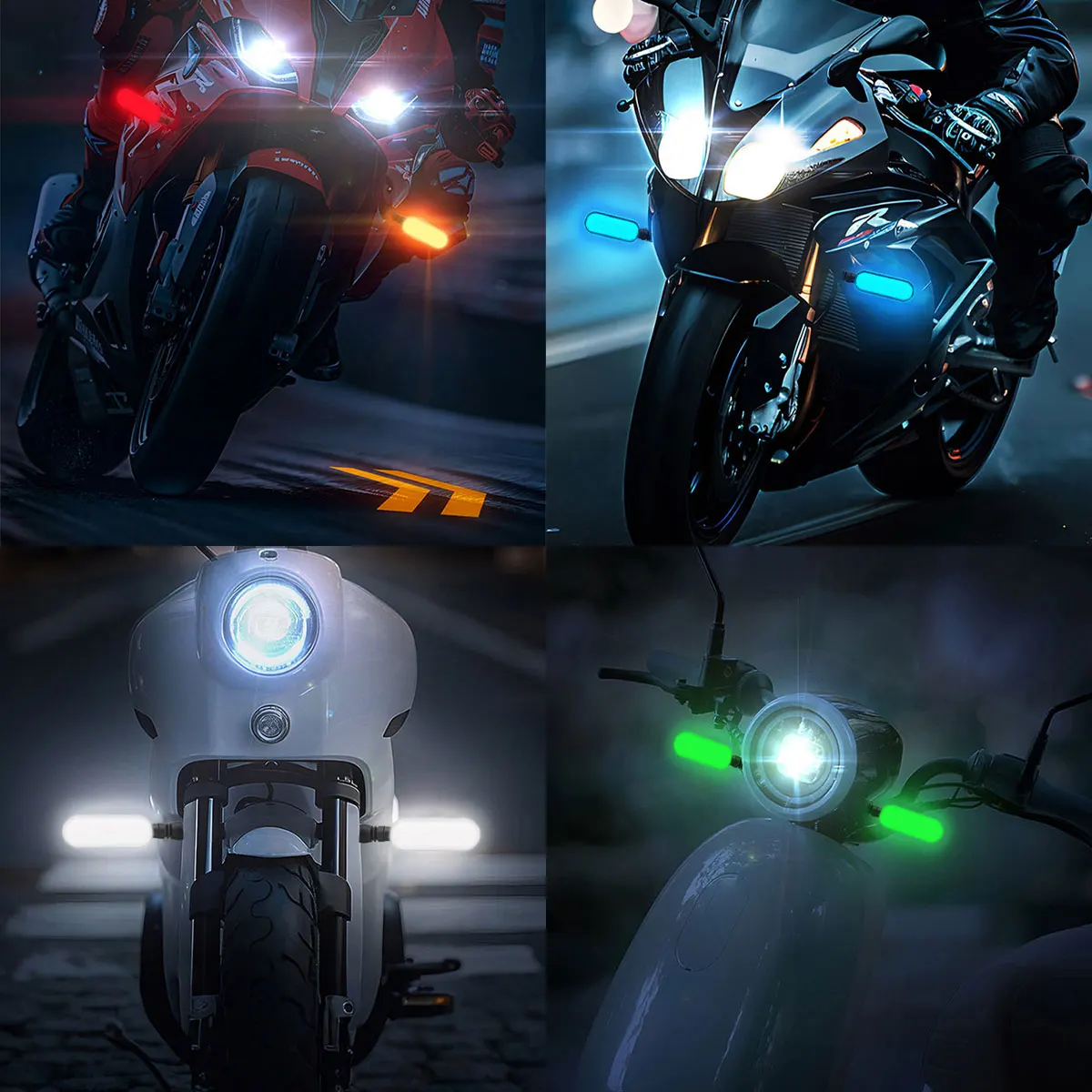 2PCS Motorcycle Turn Signal Lamp Color Projection Light Sequential Flowing Flash Indicator Universal High Bright Warning Light image 6