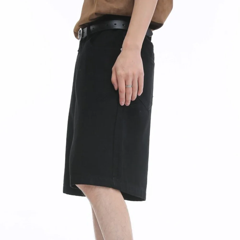 

Mens Simple Casual Retro Jeans Straight Loose Large Size Shorts Trendy Basic
