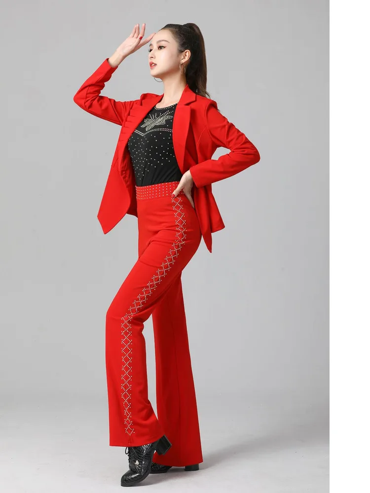 

Solid Color Ballroom Standard Waltz Dance Jacket Stadium Modern Dance Dancewear Jazz Large Lapel Costume Women Luxury Tops