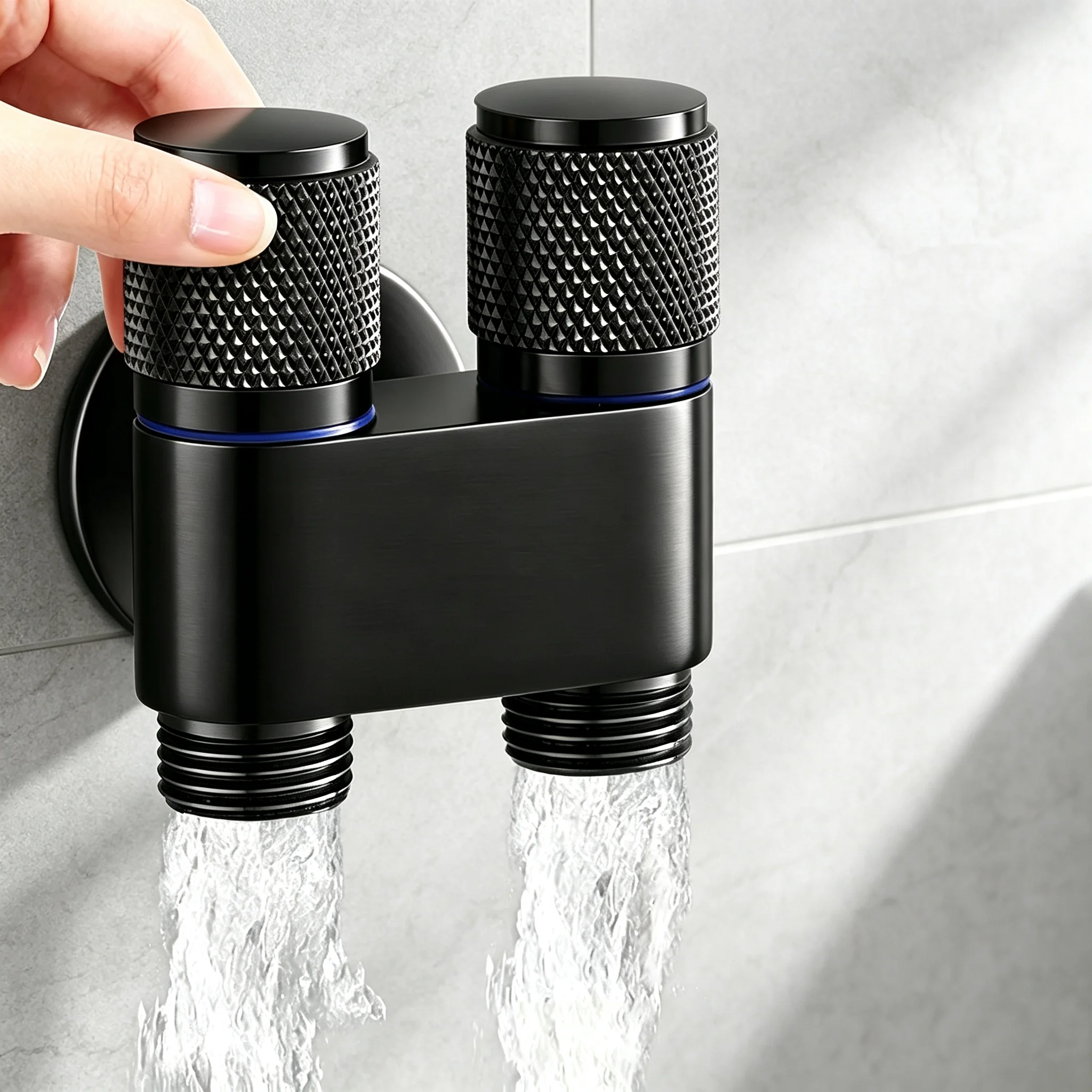 One In Two Out Zinc Alloy Angle Valve Wall Mounted Faucet Dual Outlet Tap for Toilet Washing Machine Bathroom Use