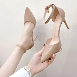 High Quality Nude Women's High Heels New Style 2024 Classic Buckle Women's High Heels Fashion Pointed Toe Elegant Formal Shoes