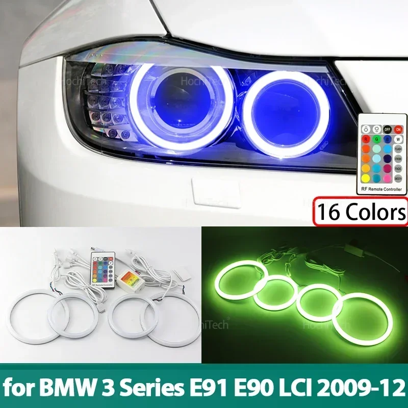 

RGB Colorful Cotton Rings with Remote Control for BMW 3 Series E91 E90 LCI 2009-2012 Xenon Headlights LED Angel Eyes Rings