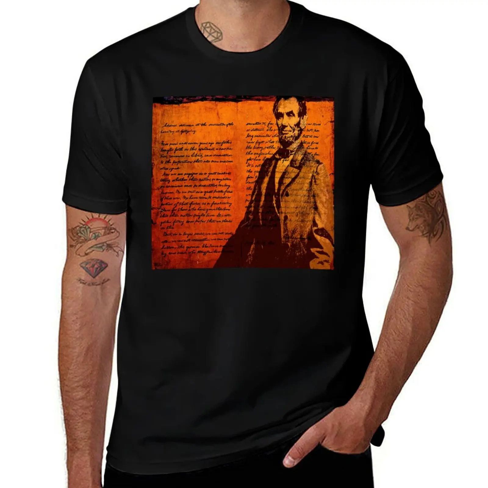 

ABRAHAM LINCOLN AND THE GETTYSBURG ADDRESS T-Shirt essential t shirt quick-drying mens fashion