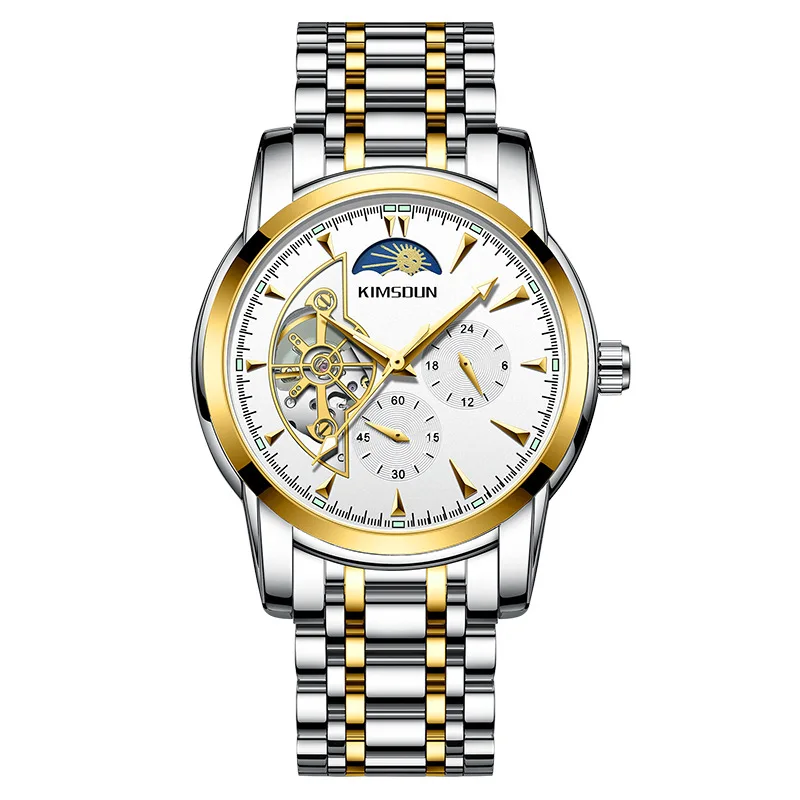 Branded Stainless Steel Automatic Watches Moonphase Chronograph Mechanical Wristwatch Orologio Cronografo multifunzione