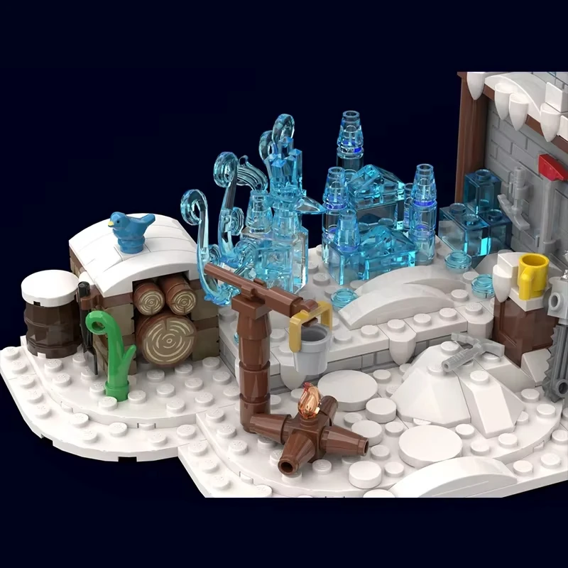 1151피스 MOC 크리스마스 시리즈 얼음 조각 집 모델 DIY 블록 장난감 어린이 휴일 선물
