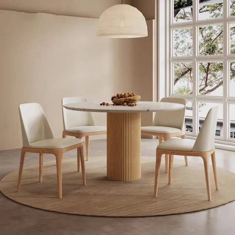 Wabi Sansan wind log color dining table modern simple ins wind small apartment terrazzo dining table