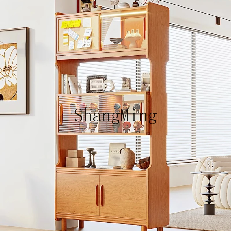 

ZYY solid wood porch cabinet double-sided living room cherry wood bookcase display foyer cabinet