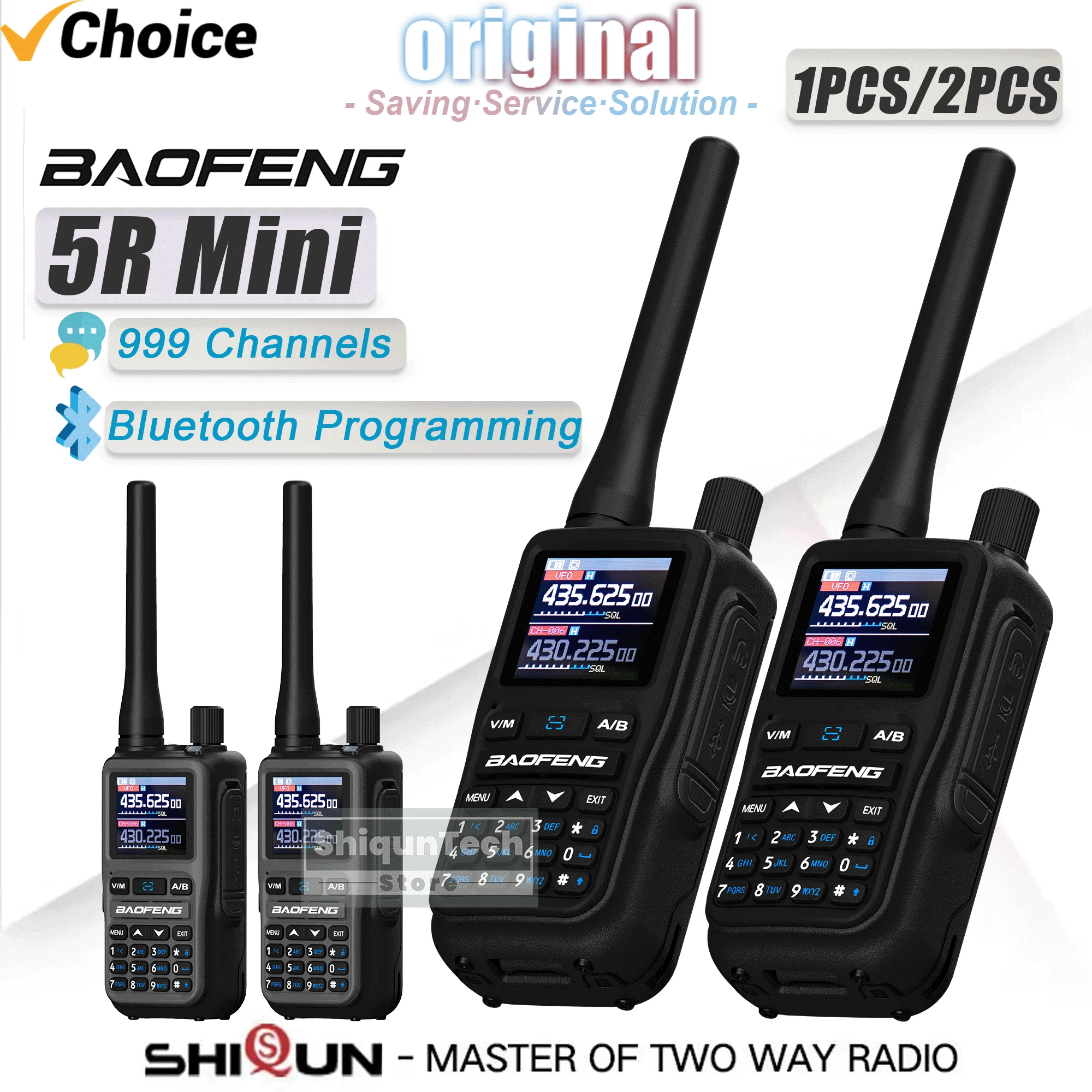 Baofeng 5R Mini Walkie Talkie APP Bluetooth Programming UHF VHF Multi-BandsTransmit and Receive FM AM Type-C Charger 999CH Radio