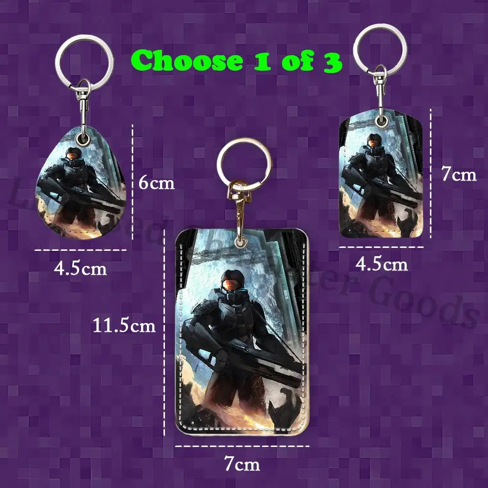 The D-Dimike O-ODST Rectangle Card Case Keychain Access Card Bag Key Tag Ring Leather Card Holder Key Ring Access view 6