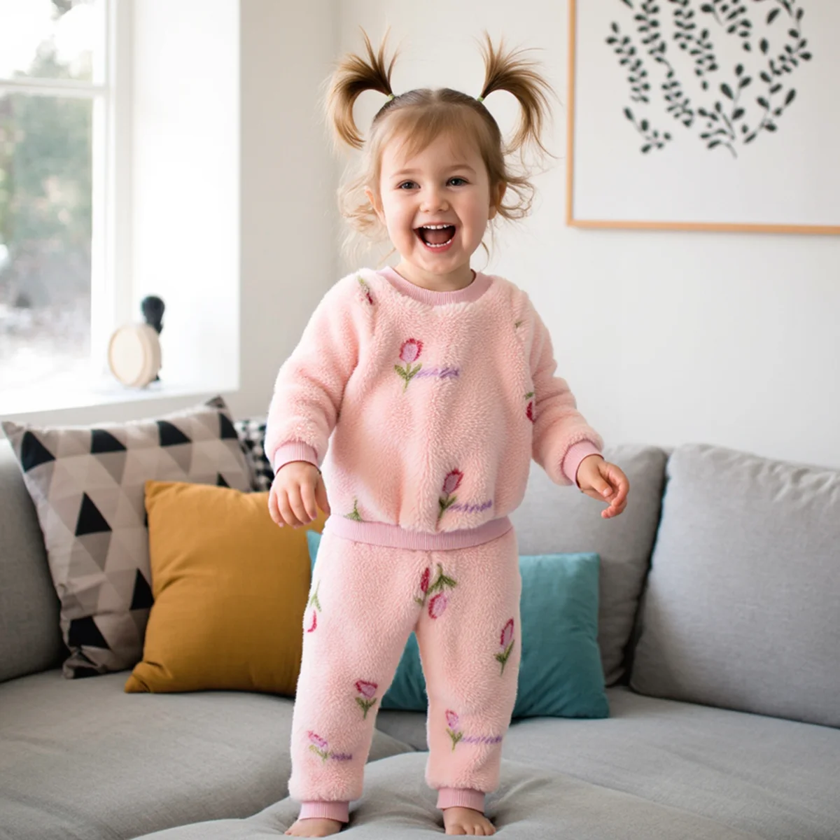 

Sanlutoz Baby Outfits Sets Clothing Winter Long Sleeve Little Kids Tops + Pants Cute Fleece Warm