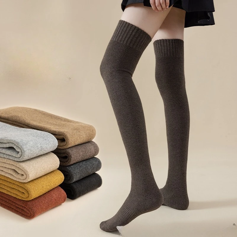 

6 pairs winter autumn new women soft warm knee high socks Breathable over knee socks Fashionable versatile long socks