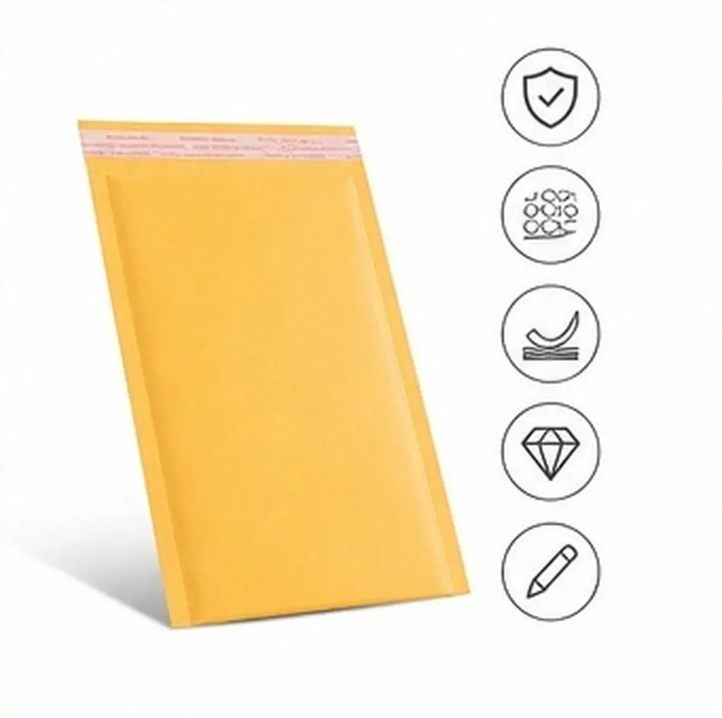 50Pcs Bright Yellow Craft Bubble Mailers Self Sealing Tear Proof Padded Envelopes for Office Supplies Cosmetics Keychains Phone