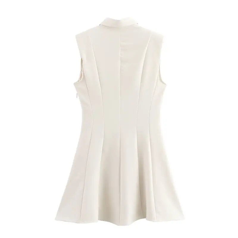 Spring 2025 New Women's Faion ort Svel Collared Dr Padded oulder Commute Sle Spring Season Single Piece