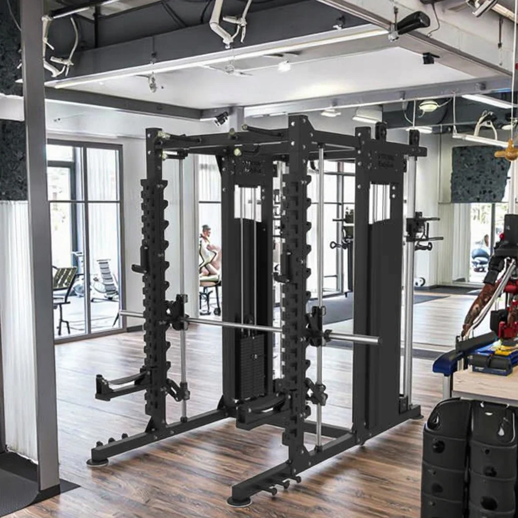 2026 Multi-Functional Steel Smith Machine Squat Cable Crossover Gym Rack for Bodybuilding and Strength Training Weight Lifting R