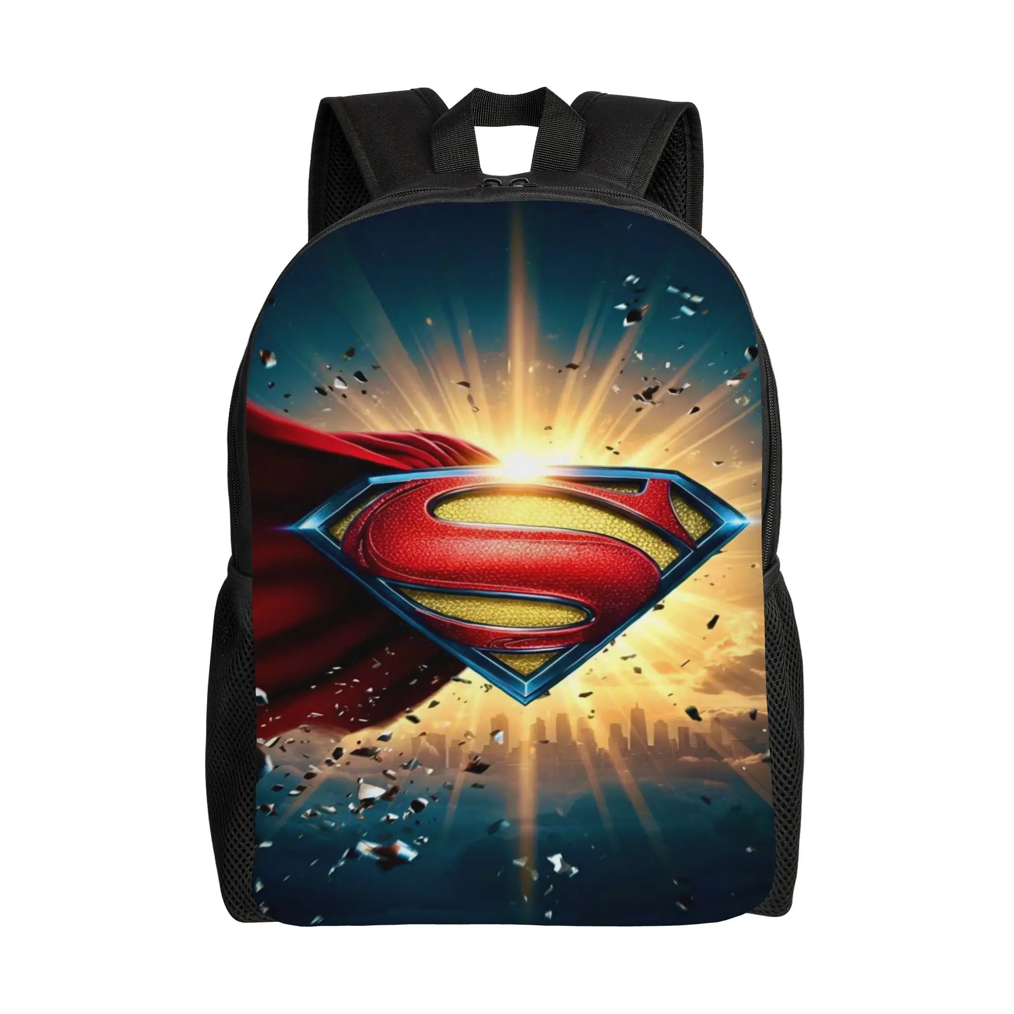 Schoolbag Back to school season Explosion Light Glowing Superman Emblem  Personalised Backpack