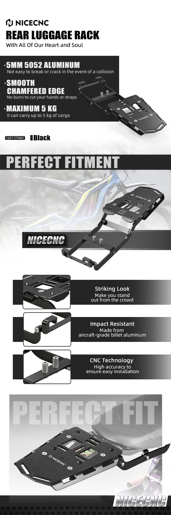 (EU Stock) Rear Luggage Rack Kit 2017-2025 For Surron light bee X S L1E Segway X160 X260 Electric Dirt Bike Top Case Bracket