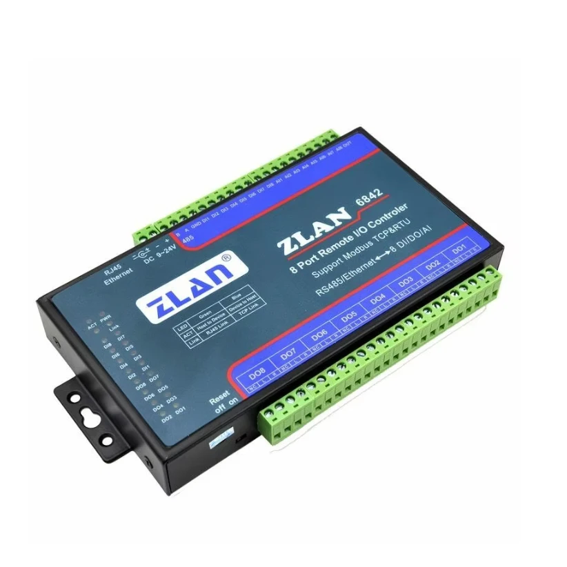 

ZLAN6842 Modbus RS485 RJ45 Ethernet 8-канальный модуль ввода-вывода DI AI DO Плата RTU