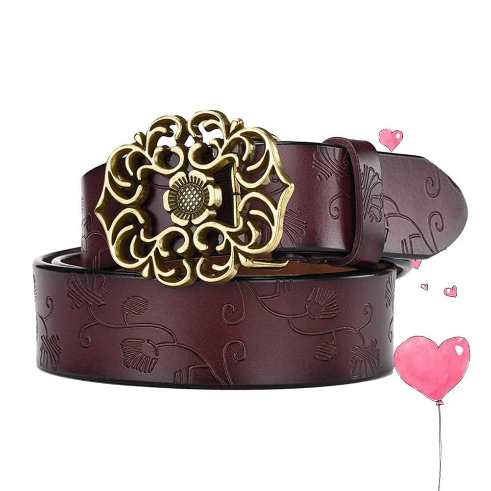 

Wide Genuine Flower Shape Buckle Belt Belt Flower Shape Buckle Vintage Women's Daily Wear Matching Jeans Casual Pants