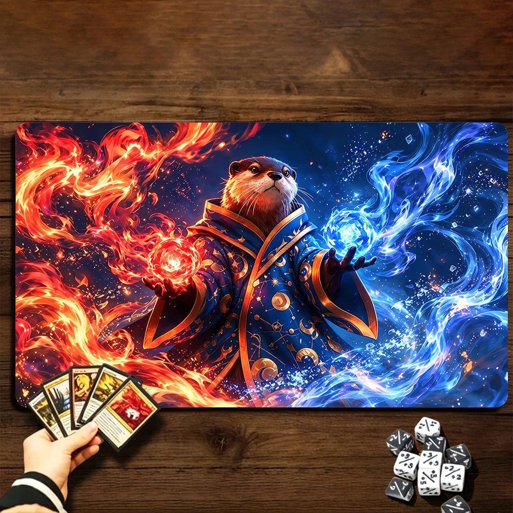 Raccoon Magic Master TCG Playmat Magic Playmat Gathering Gaming Mat with Stitched Edge Anti-slip base 60X35cm Trading Card Game