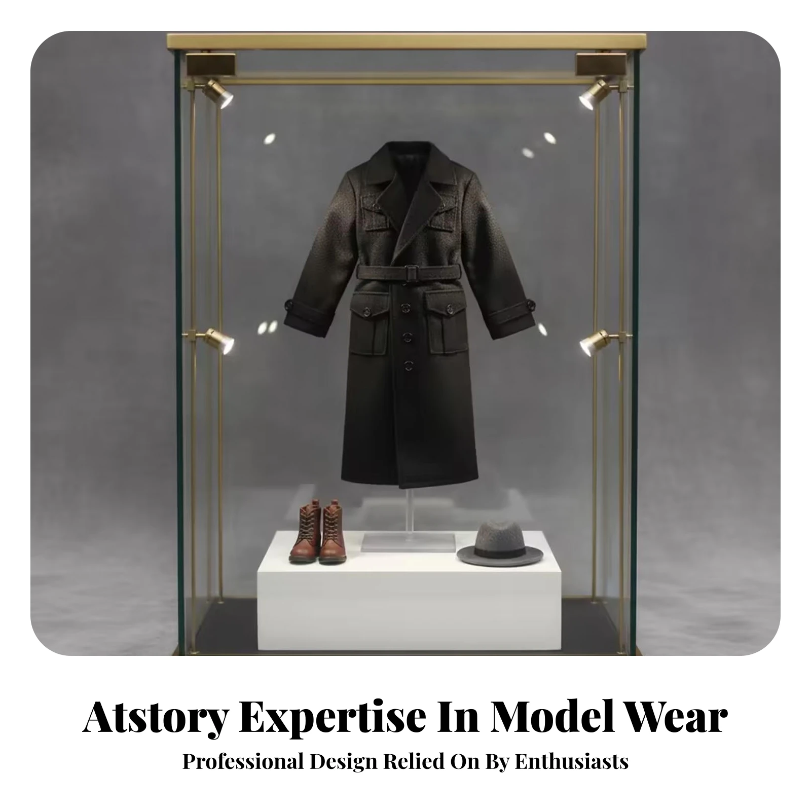 Figure Outerwear 1/6 Scale Overcoat Coat Waist Belt Matte Finish Miniature Apparel