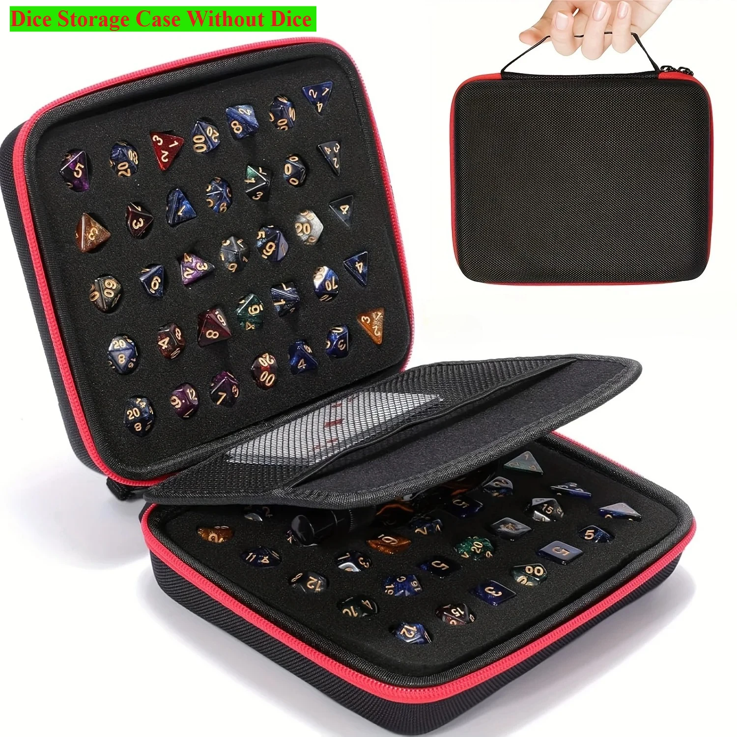 

Портативная разделенная сумка для игральных костей из ЭВА на 70 отверстий — сумка для хранения с лотком для набора игральных костей