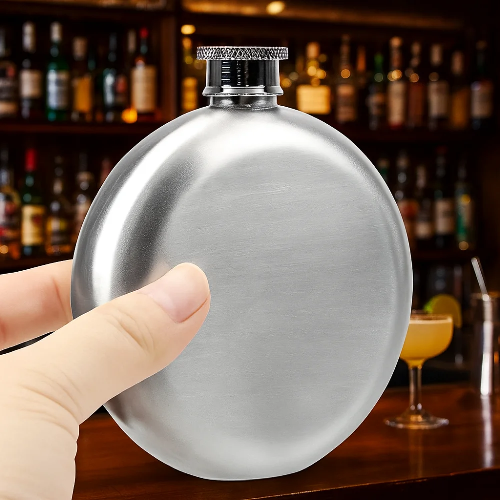 

Durable 5/8 Oz Round Whiskey Flask Leakproof Mini Liquor Bottle Stainless Steel Pocket Wine Flagon Camping