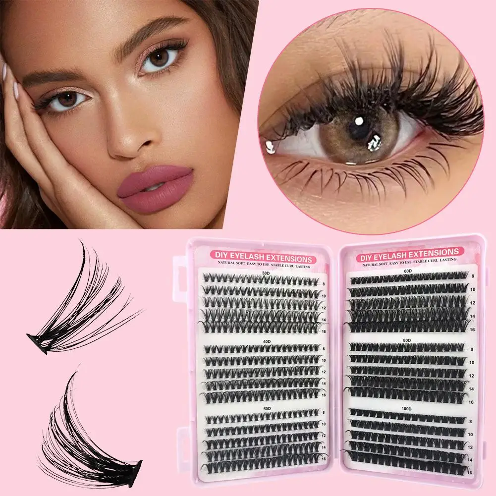 Extension de cils naturels et charmants, renards segmentés, grappes de maquillage simples, faux outils moelleux W2T9