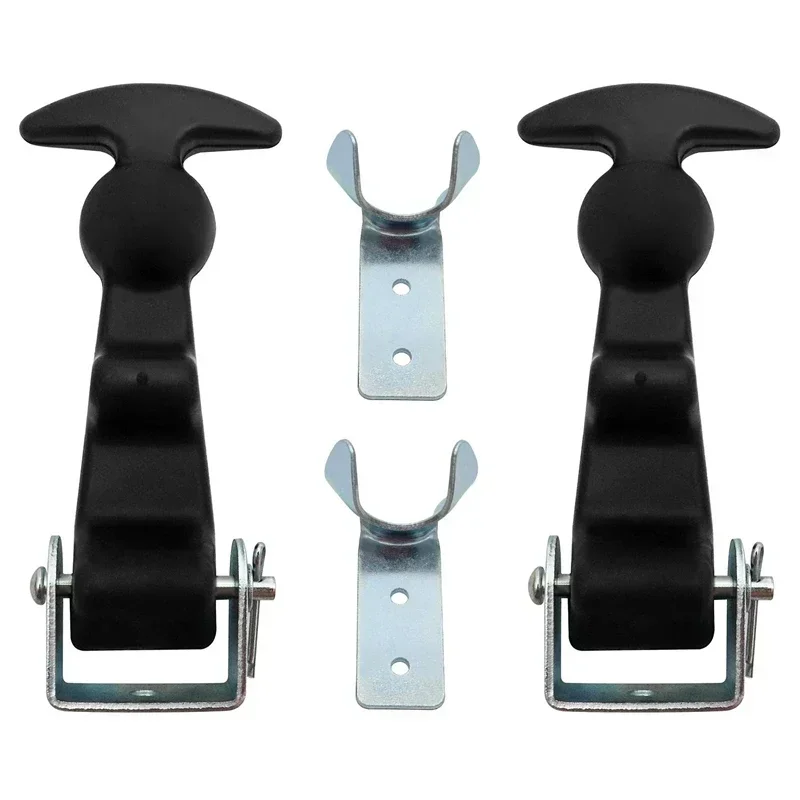 2Packs 4.7 Inch T-Handle Draw Latches With Brackets, Rubber Flexible Hood Catch Hasp, For Hood, Vehicle Engine