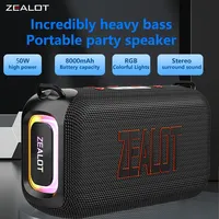 ZEALOT S85 50W Wireless Speakers, Outdoor Portable Subwoofer Speaker, Hifi Sound quality, RGB light, 24 Hours Playtime,8000mAh.