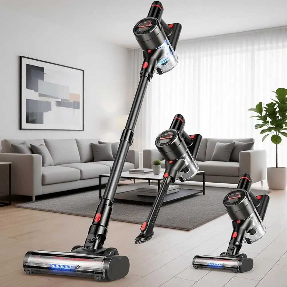

450W/40Kpa Stick Vacuum with Powerful Suction, 50Min Vacuum Cleaner for Home, Anti-Allergen, 1L Dust Cup, 8 in 1 Lightweight Vac