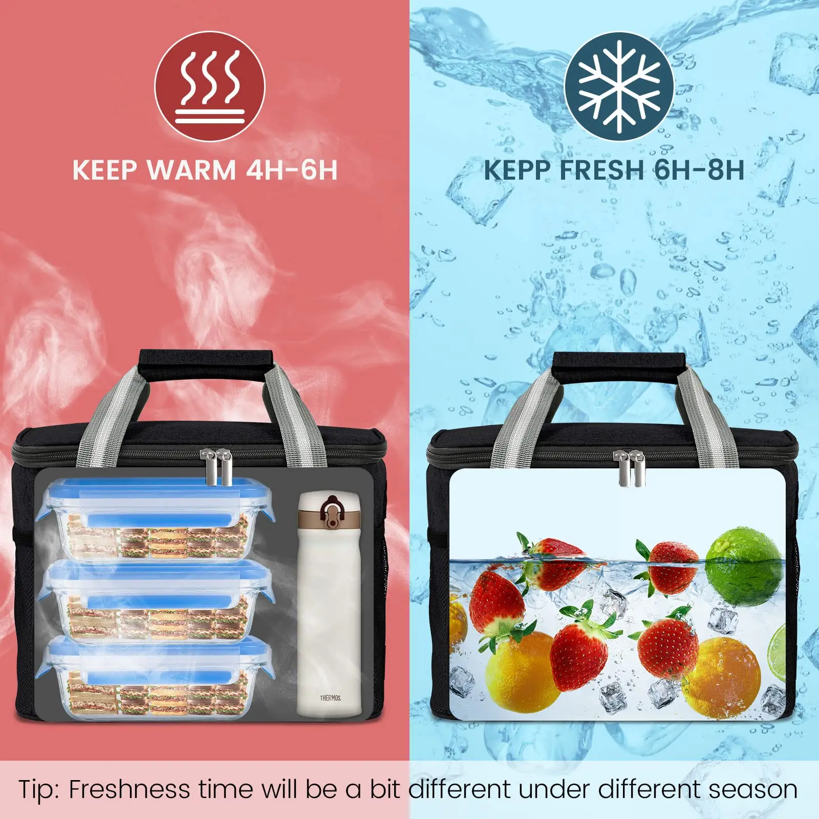 24L Cool Bag Large Foldable Cool Box Picnic Bag Thermal Bag Lunch Bag Shopping Bag Cool Bag for Beach, Picnic, Shopping, Car