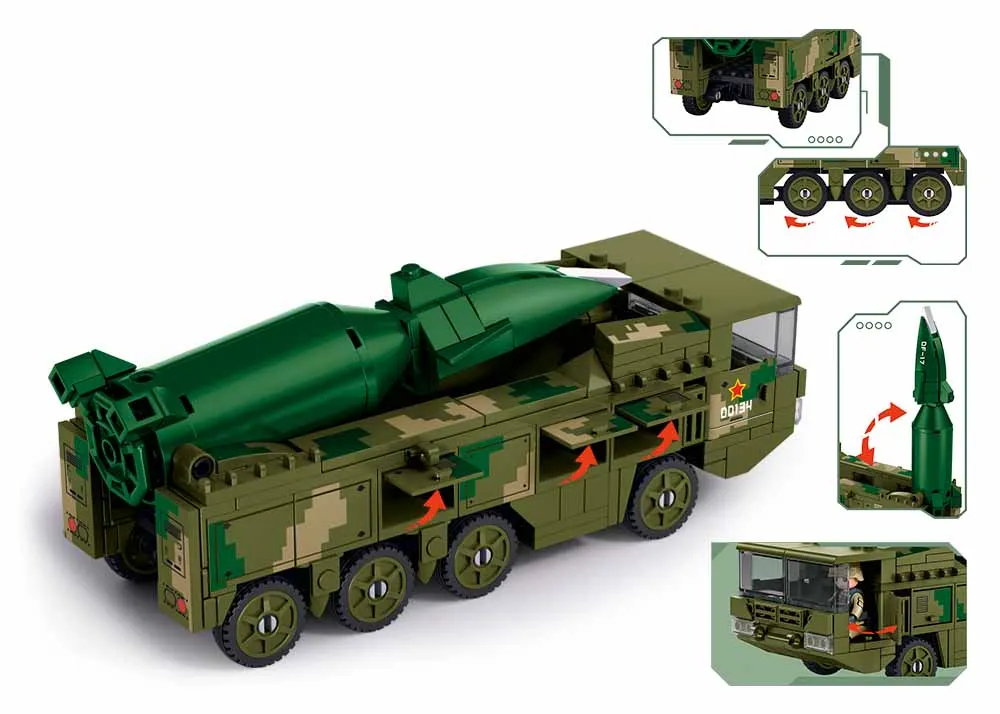 216 Uds. Modelo de misil hipersónico militar juego de bloques de construcción educativo armas de huelga estratégica juguete para niños