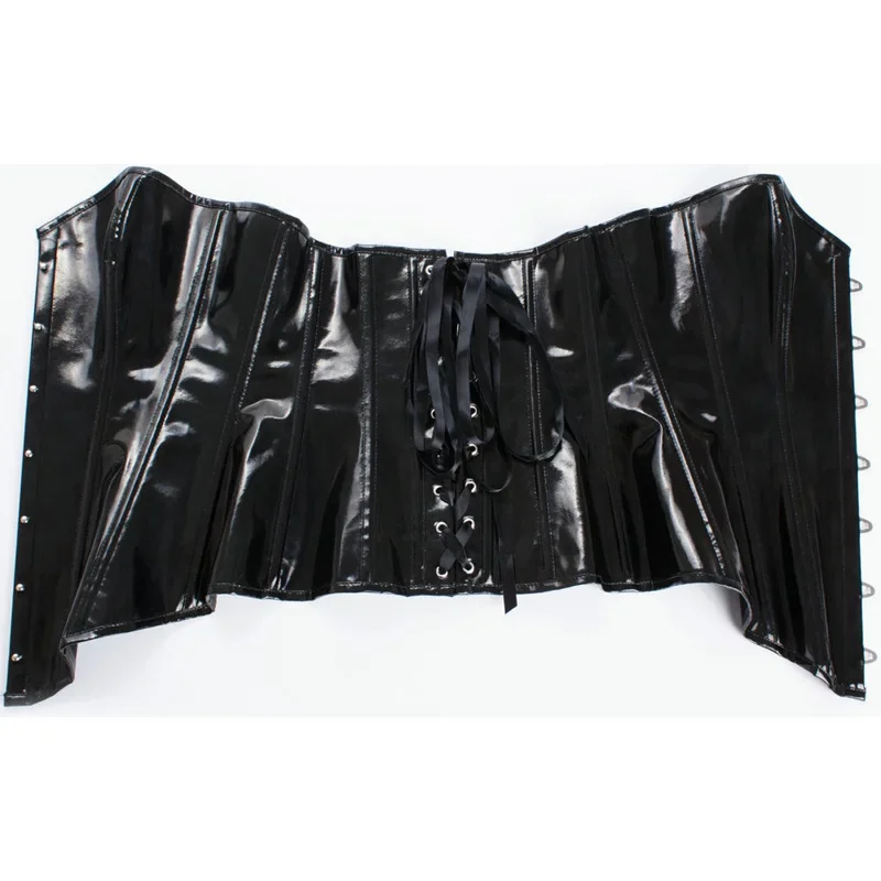 مشد مثير من الجلد الأسود PVC جديد على الطراز الأوروبي مشد بوستير Steampunk القوطية Espartilhos E Corpetes ملابس ساخرة للنساء كورسيه