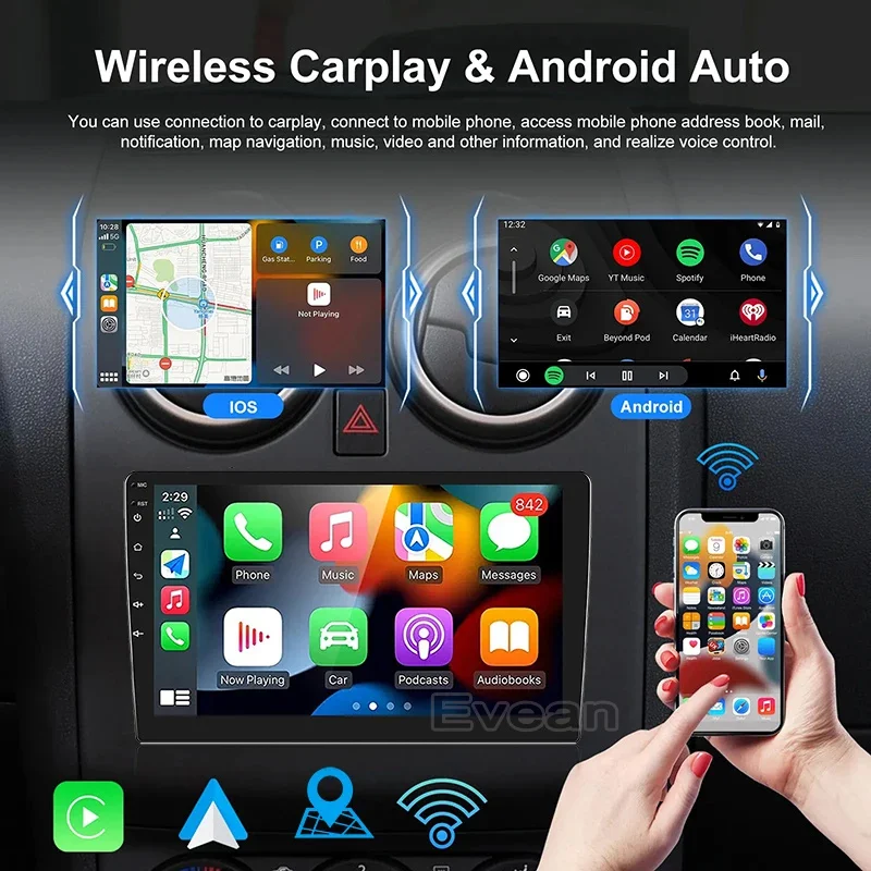 Evean 8G 128G ثماني النواة Android14 راديو السيارة اللاسلكي Carplay أندرويد السيارات 2 din مشغل وسائط متعددة 360 نظام كاميرا بانورامية