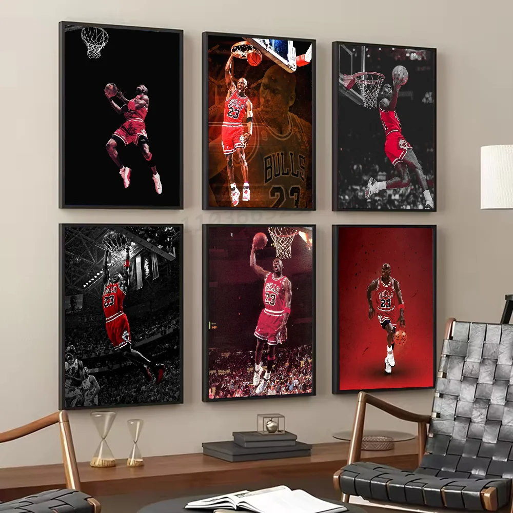 1pc Michael Jordan Poster Self-adhesive Art Waterproof Paper Sticker Coffee House Bar Room Wall Decor