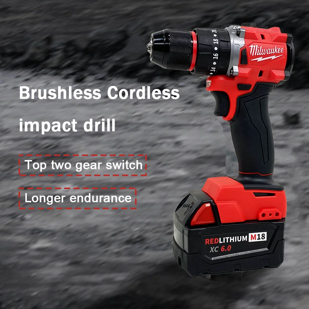 Milwaukee Brushless 18V Electric Drill 150N.mCordless Impact Drill of Decoration Team Uses 18V Milwaukee Battery Power Tools