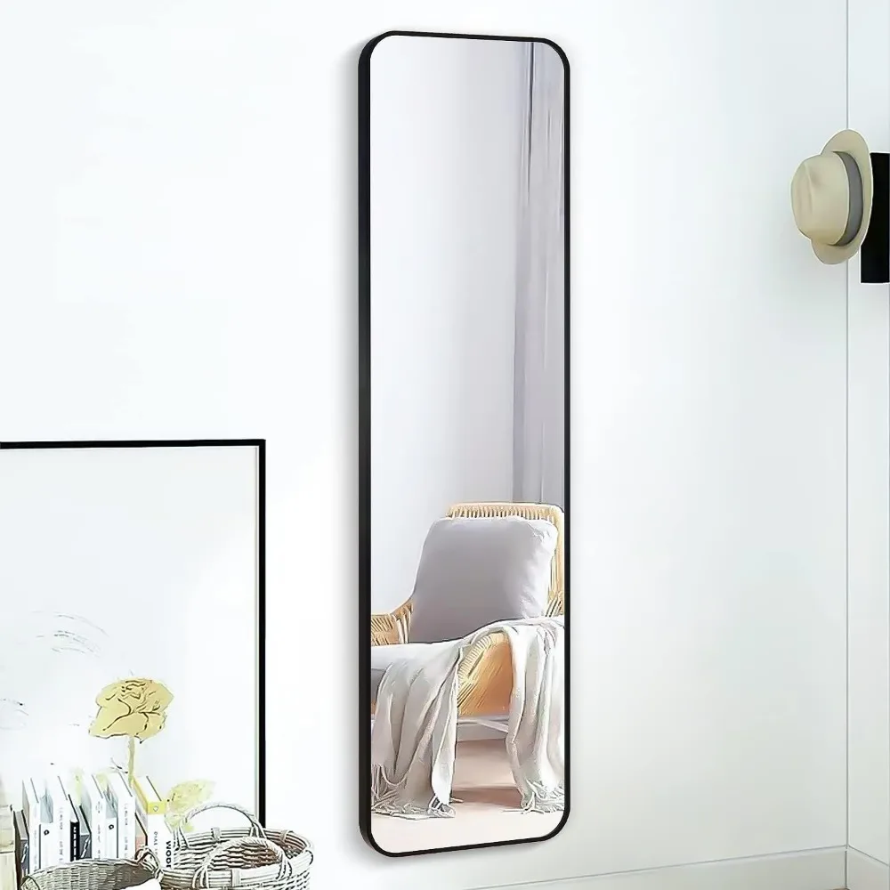 47X14 Spiegel Rechthoek Full Length Body Deur Opknoping Muur Gemonteerde Aluminium Metalen Frame Hd Glas Dressing Make-Up