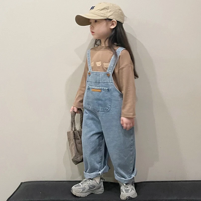 Boys Girls Rompers Korea Style Jumpsuit Trousers Spring Autumn Sling Pants Kids 1- 8 Years Old Outdoor Sport Casual Trousers New