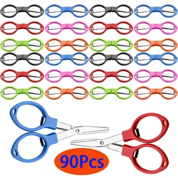 90Pcs Folding Scissors Mini Travel Scissors Stainless Steel Glasses Shape Rust-proof Sewing Scissors For Travel School Offices