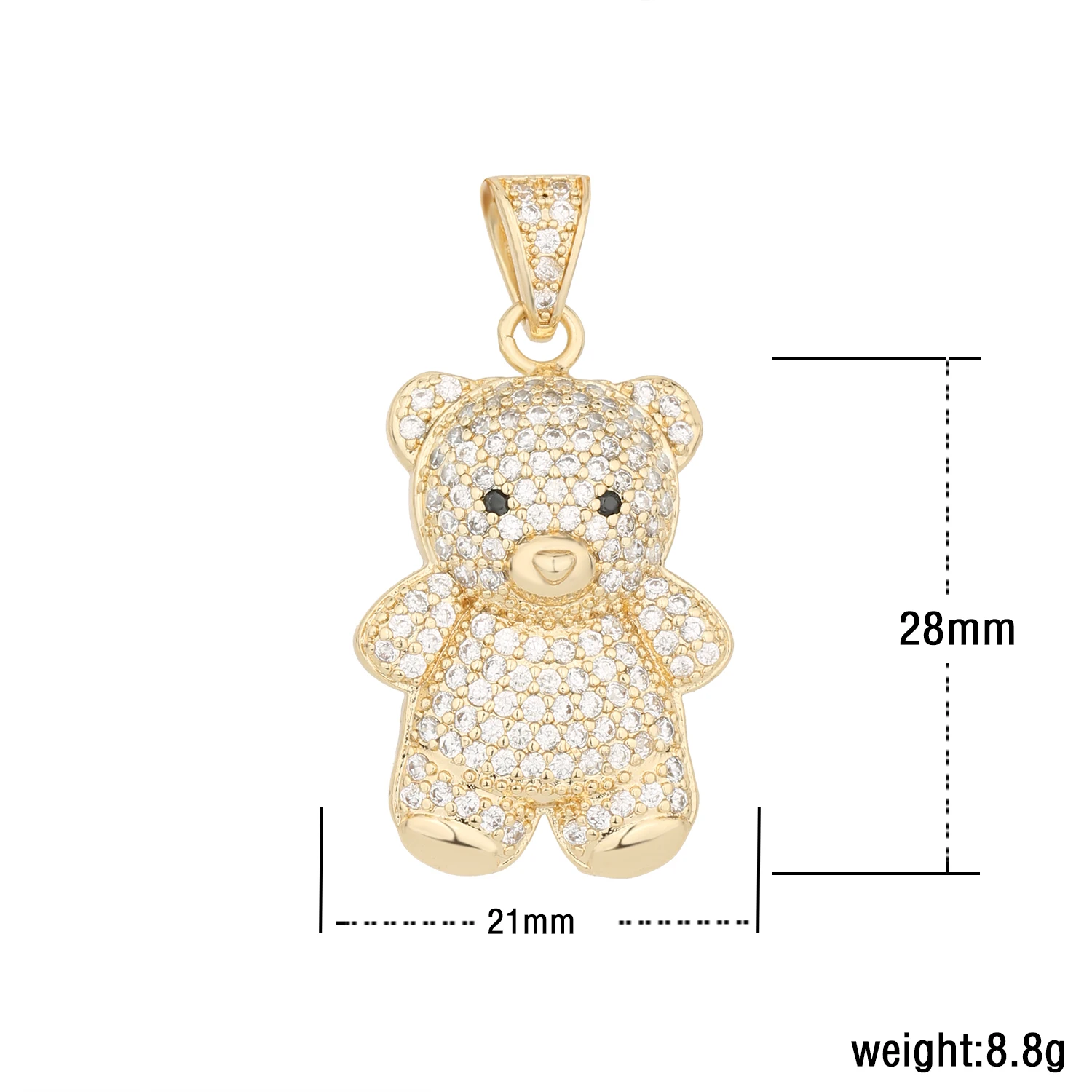 Brand new original 14k gold plated fashion colorful cute teddy bear small pendant for women and girls animal personality jewelry